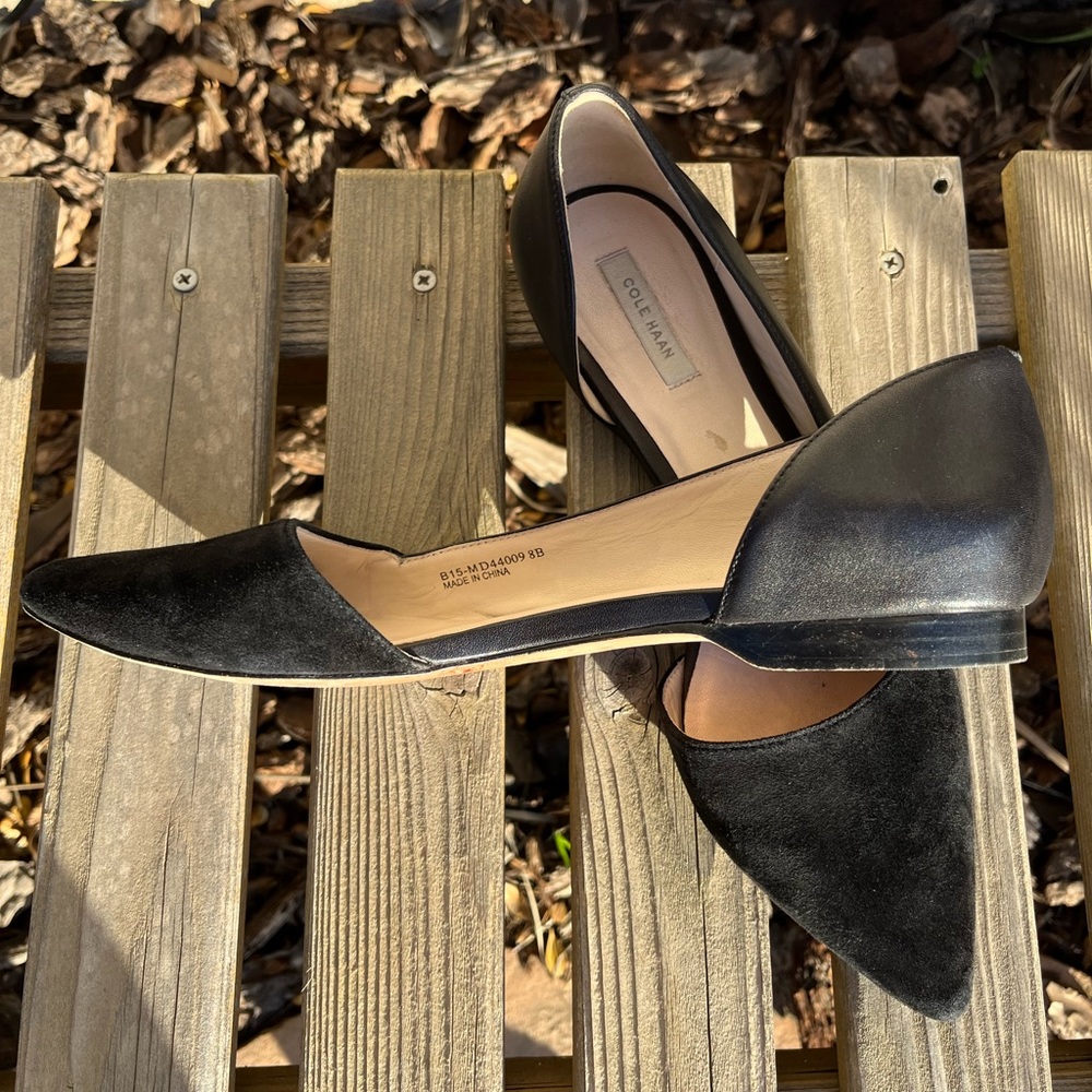 Cole Han D’Orsay Black Pointed Toe Flats